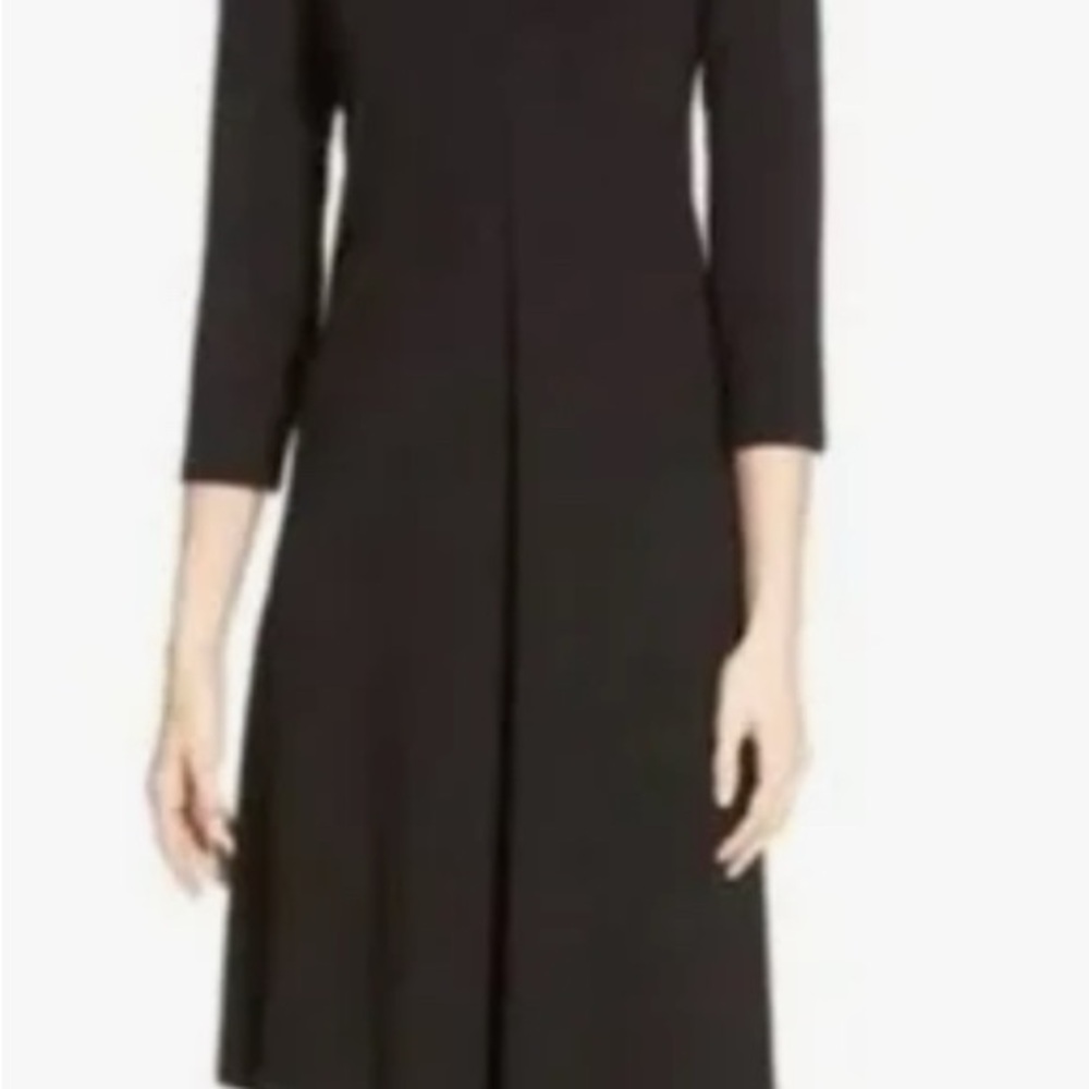 Eileen Fisher Classic Black Long Sleeve Asymmetrical Dress